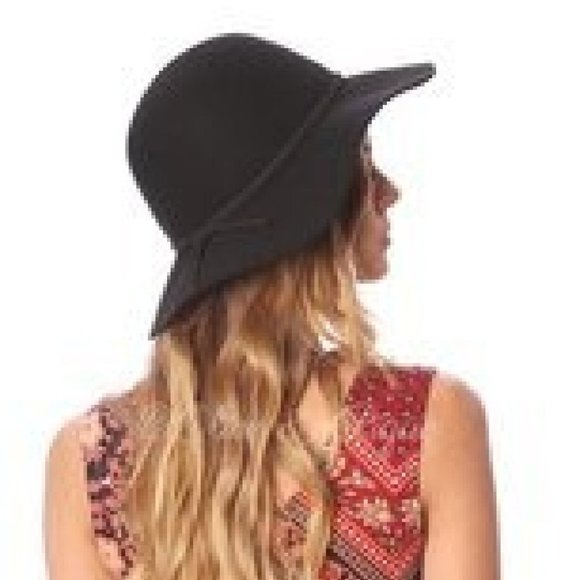 Step Out in Style Black Bohemian 100% Wool Floppy Hat with Braided Suede Trim - Picture 2 of 2